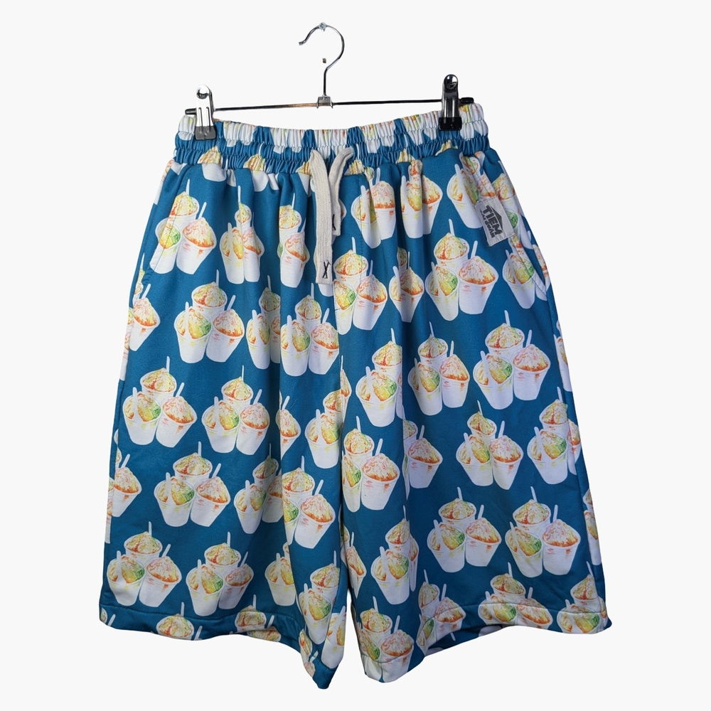 Men's Elastic Waist Shave Ice Print Novelty Shorts | Size XL
